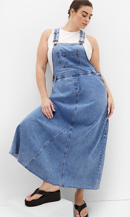 denim maxi pinafore dress Women's Plus Size Dark Wash Size:44 (2XL) sale-1 Modest Navy Blue Plus Dangri dress or sweaters