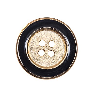 Italian Black and Gold Metal 4-Hole Button - 40L/25.5mm - Gold