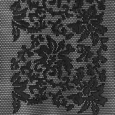 Black 3D Floral Embroidered Lace on a Black Netting