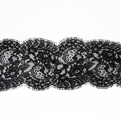 Black Corded Lace Trim - 3 - Floral - Lace - Trims