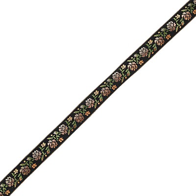 Jacquard Floral Ribbon, Lustrous Finish, Picot Edge 1 3/8 inches wide