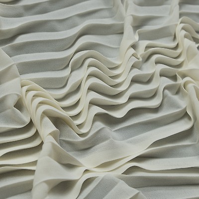 Etereo White Accordion Pleated Chiffon - Chiffon - Polyester - Fashion  Fabrics