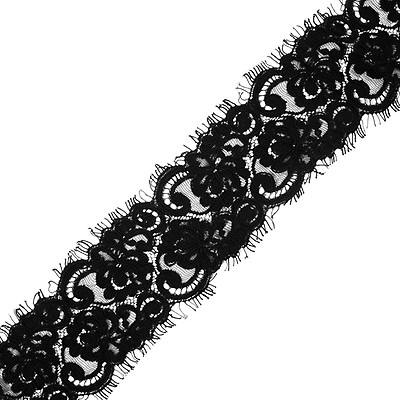 Black lace ribbon scalloped width cm.3.2 pack mt.20