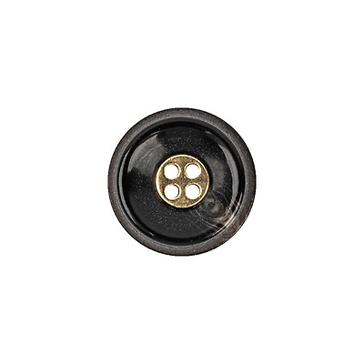 Italian Black and Gold Metal 4-Hole Button - 40L/25.5mm - Gold