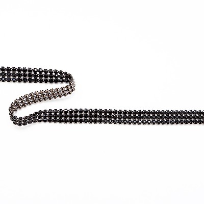 Black/Silver/Gunmetal Fancy Beaded Trim