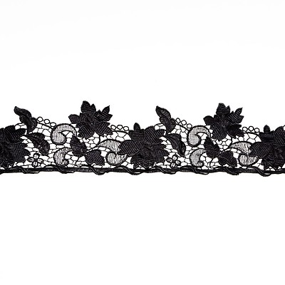 4 Metallic Black Lace Trim