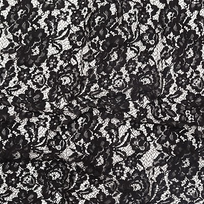 Black Abstract Geometric Lace w/ Scalloped Eyelash Edges - Lace - Other  Fabrics - Fashion Fabrics