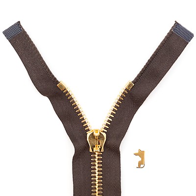 Beige Metal Two-Way Separating Zipper with Gunmetal Teeth - 39 - Metal  Zippers - Zippers - Notions