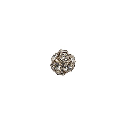 Vintage Famous Nyc Designer Crystal and Silver Floral Button with Rhinestone Core - 44L/28mm
