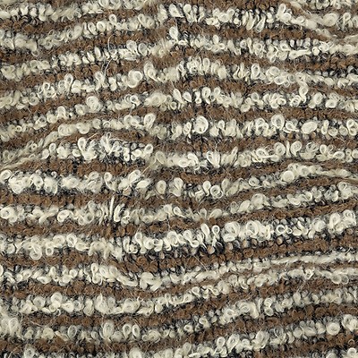 Brown, Charcoal and Off White Striped Plush Boucle Wool Knit - Boucle -  Wool - Fashion Fabrics