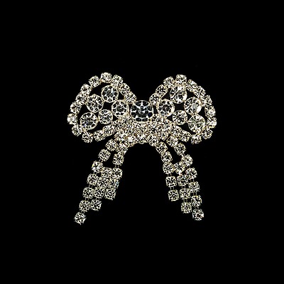 Vintage Crystal and Silver Circular Rhinestone Trimming on White Mesh with Teardrop Rhinestone Fringe - 1.125