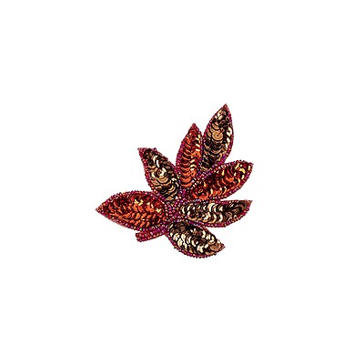 Vintage Red Sequins and Red-lined Bugle Beaded Floral Applique with  Rhinestone Center - 4 x 4.375 - Sequin - Appliques - Trims