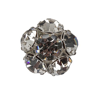 Vintage Crystal and Silver Rhinestone Ball Button - 20L/12.5mm - Blouses -  Tops - Applications