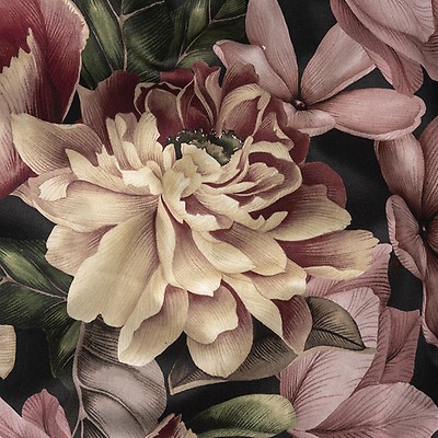 Stretch Cotton Sateen - Deep Purple Floral - Baroque Bouquet