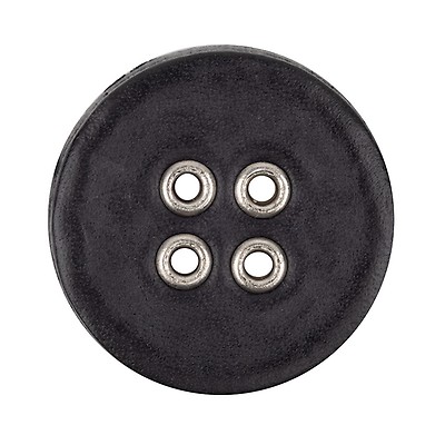 PARELLI Black Leather Buttons with Inset Metal Crests, Made in Italy