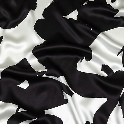 Charmeuse satin fabric by the yard - Black Diamond Print – MONSARFABRICS