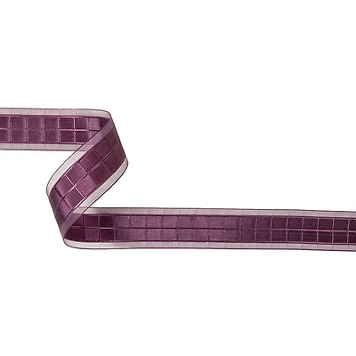 Amaranth Squares and Sheer Borders Ribbon - 1 Amaranth Squares and Sheer Borders Ribbon - 1