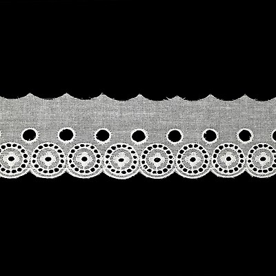 White Classical Cotton Eyelet Lace Trim with Finished Scalloped