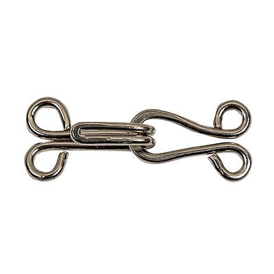 Silver Metal Hook and Eye Closure - 0.375 x 0.8125 - Hook & Eyes - Snaps  & Fasteners - Buttons