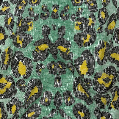 Tan, Mint and White Animal Spots and Geometric Stripes Polyester