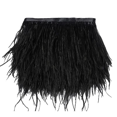Black Ostrich Feather Fringe, Feather Trimming With Ribbon, Natural Ostrich  Hair Feather, Feather Decoration, by the Yard, MC007 