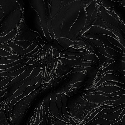 Mood Fabrics Metallic Black Feathers Luxury Brocade