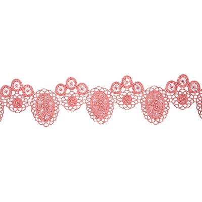 Salmon Pink 35mm Floral Nylon Lace Trim by the Metre