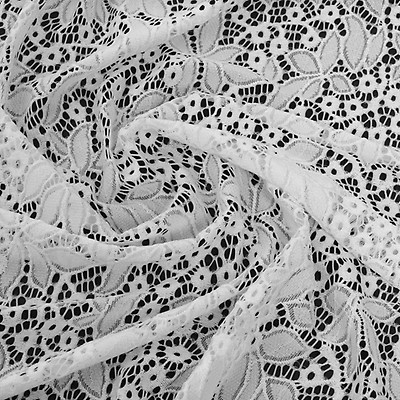 Ivory Floral Embroidered and Eyelet Stretch Polyester Lace - Lace - Other  Fabrics - Fashion Fabrics