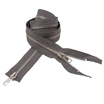Light Gray and Matte Silver T5 Open End Metal Zipper with