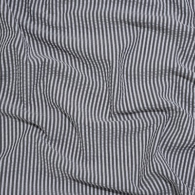 Wylie Dark Blue and White Candy Striped Polyester and Cotton Seersucker -  Seersucker - Cotton - Fashion Fabrics