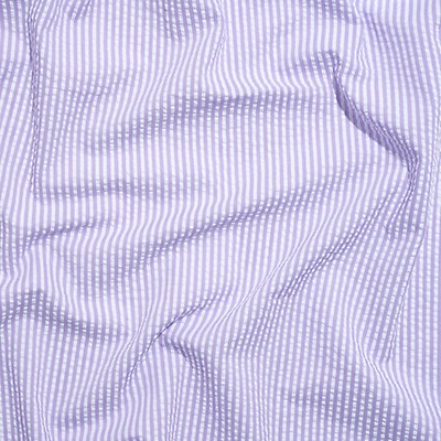 Wylie Light Blue and White Candy Striped Polyester and Cotton Seersucker -  Seersucker - Cotton - Fashion Fabrics