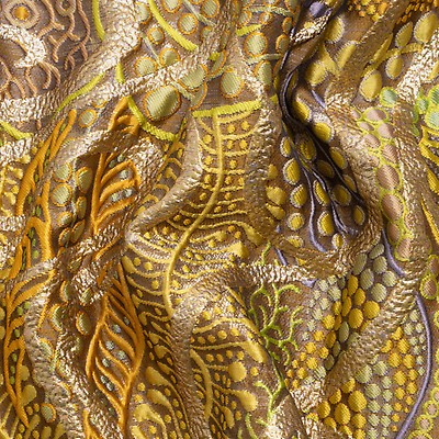 Metallic Silver, Blue and Pink Organic Flow Luxury Brocade