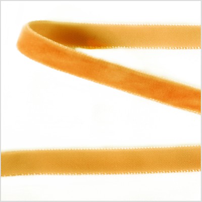 Old Gold Single Face Velvet Ribbon - 0.875 - Velvet - Ribbons - Trims