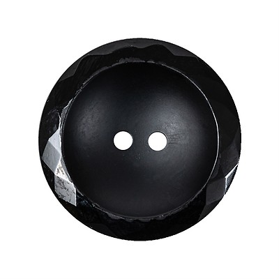 Black Leather Shank Back Button - 30L/19mm