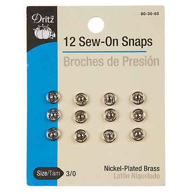 Dritz Nickel Sew-On Snaps Size 1/0 10/Pkg