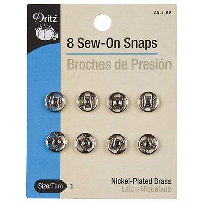 Dritzr Nickel Plated Sew-on Snaps Size 2 6/pkg 