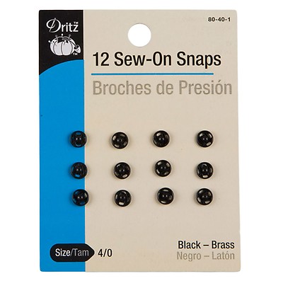 Dritz Sew-on Snaps - Black - Size 1/0 - Stonemountain & Daughter Fabrics