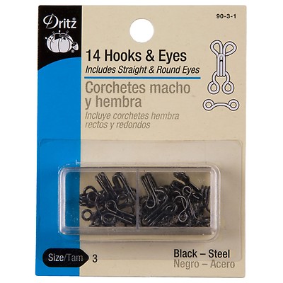 Dritz Extra-Large Hooks & Eyes 3-pkg-black