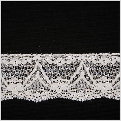 White Luminous Leafy Stems Embroidered and Eyelet Lace Trim - 3