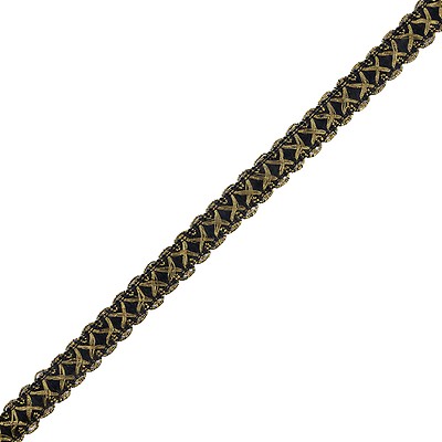 7/8-inch Wide Braided Gimp Upholstery Tape in Black and Gold and Silver  Beaded Stripes in the Middlestunning 12 Yards Available. 