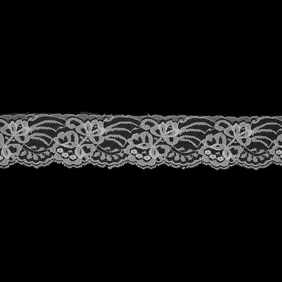 White Luminous Leafy Stems Embroidered and Eyelet Lace Trim - 3