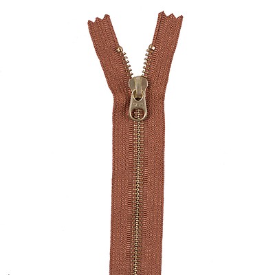 Saffron Metal Zipper with Gold Pull and Teeth - 6 - Metal Zippers - Zippers  - Notions