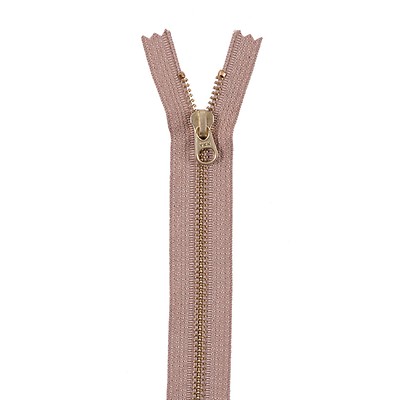 Sand Metal Zipper with Gold Pull and Teeth - 8 - Metal Zippers