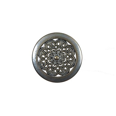 Decorative Fleur de Lis Silver Metal Button - 44L/28mm - Silver