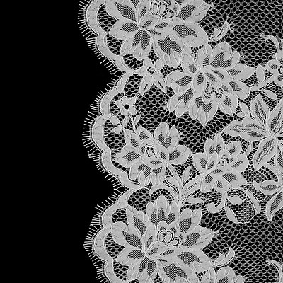 Floral Corded Lace with Scalloped Edges - Yellow · King Textiles