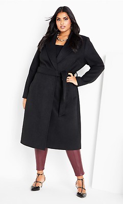 Plus Size Plus Size Black Military Style Coat