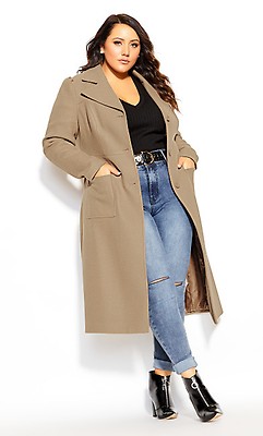 Plus Size Romantic Luxe Wool Blend Black Coat