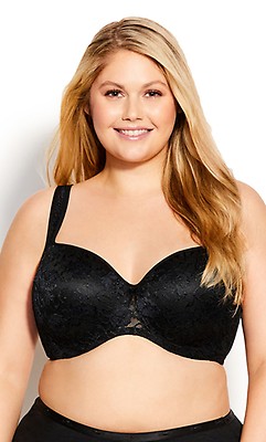 Plus Size Lace Balconette Bra Natural Contouring Floral Underwire Mesh  Stretch Supportive