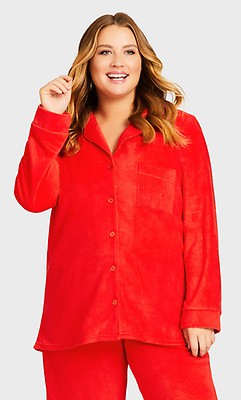 Plus Size Fleece Check Elastic Waist Relaxed Fit Check Plaid Red Pants