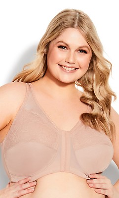 Lace Soft Cup Wire Free Full Coverage Beige Bra